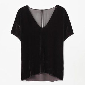 Aritzia T Babaton 'Connor' Black Velvet Blouse (XS)